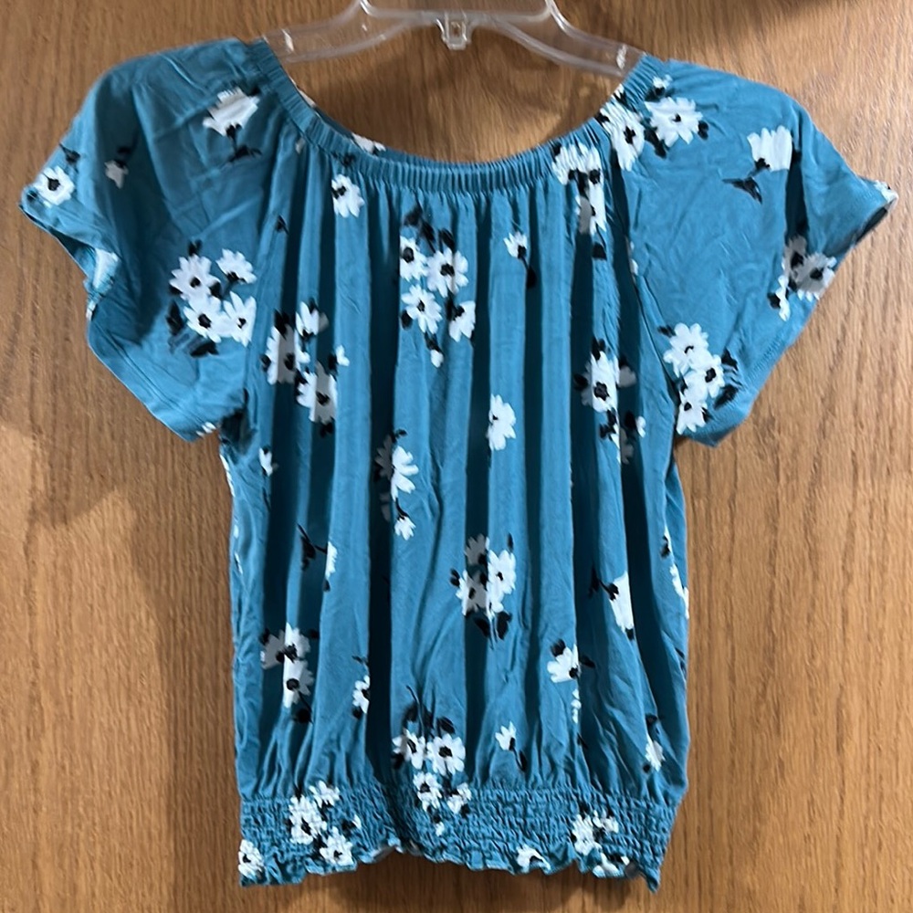 Floral Teal Girls Top